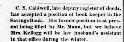 Mrs Kellogg Assists 10.8.1874 Wichita Eagle