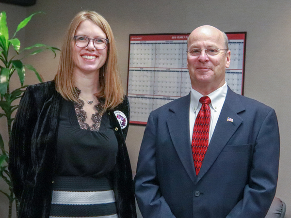 2020 Chair Pro Tem Lacey Cruse posing with 2020 Commission Chairman Pete Meitzner