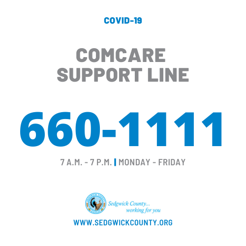 Contact the COMCARE Support Line at (316) 660-1111. .