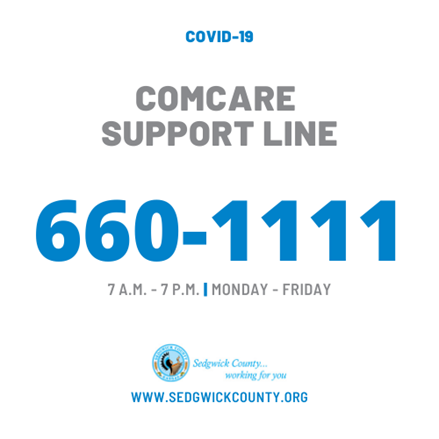 Contact COMCARE's Support Line at (316) 660-1111.