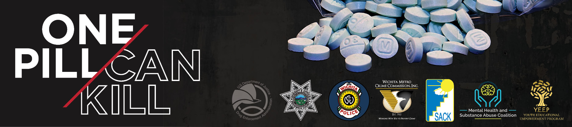 One Pill Can Kill with logos of Community Partners
