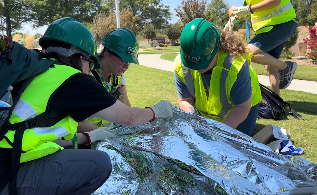 Participants performing patient care during an exercise