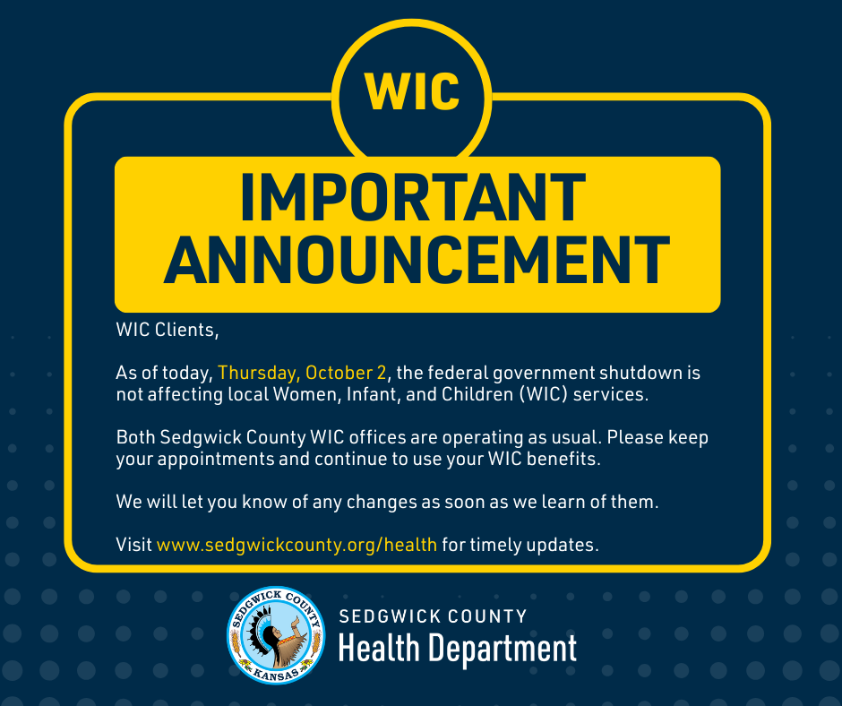 WIC is open as of Thursday, October 2, 2025.