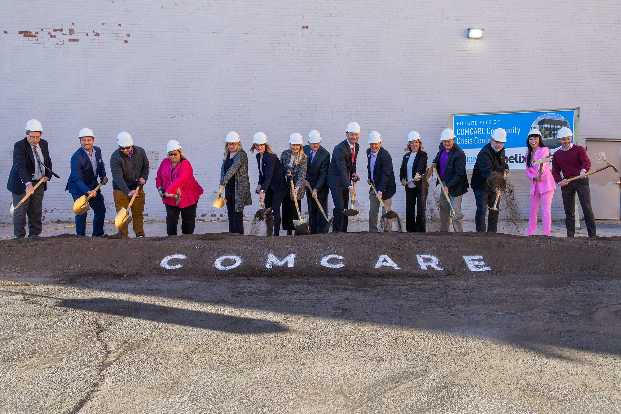 Officials partake in a groundbreaking ceremony for the COMCARE Community Crisis Center on Oct. 20, 2025.