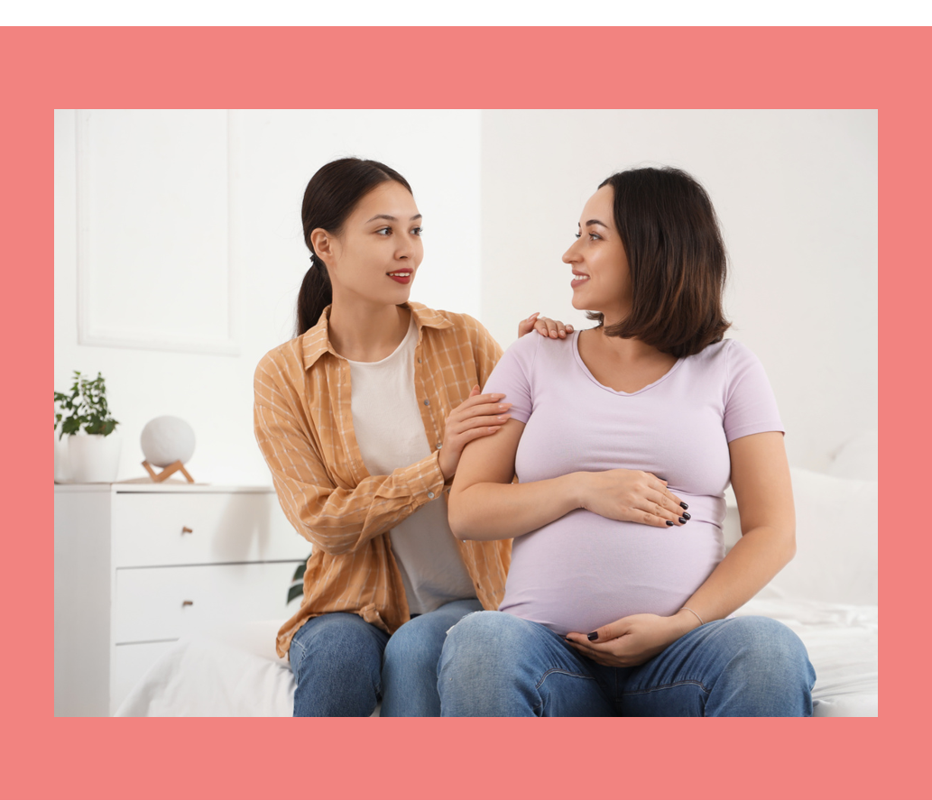Pregnant woman with a support person