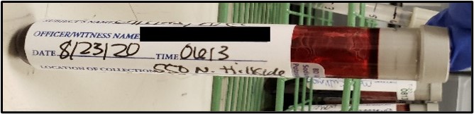 Please include the date, time, and address of specimen collection.