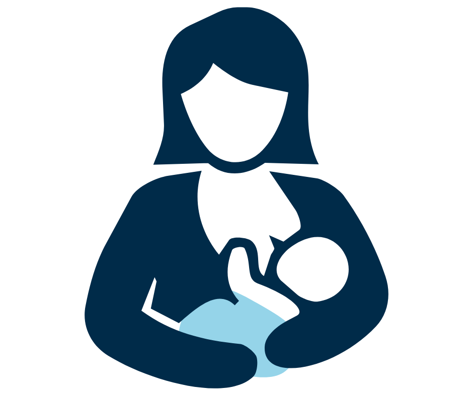 An illustration of a woman breastfeeding her infant.